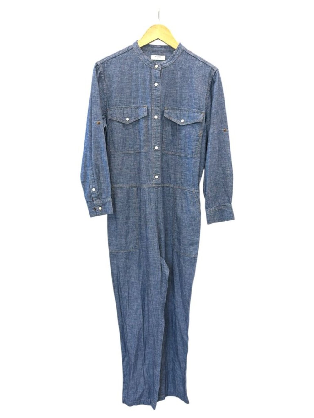 Billy Reid Womens Small Blue Cotton Chambray Utility Jumpsuit